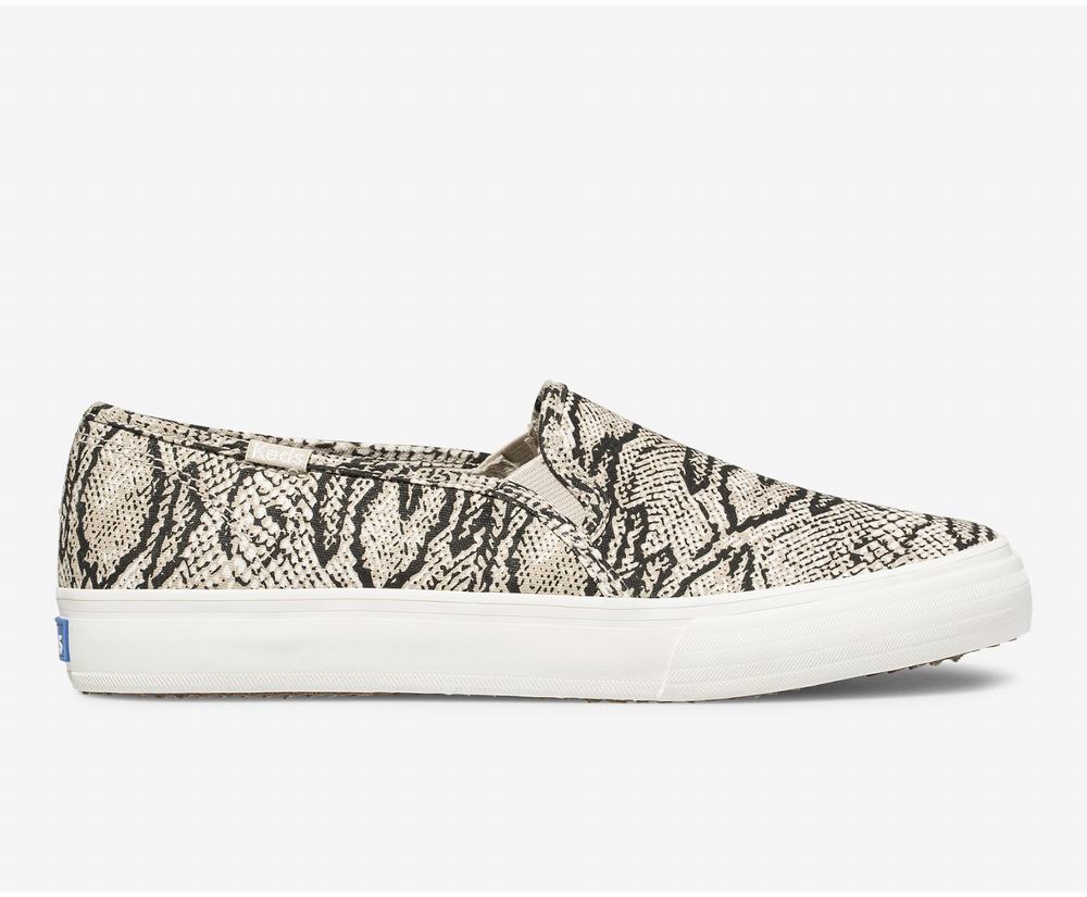 Women's Keds Double Decker Animal Slip Ons Cream Snake 9754328PD - South Africa